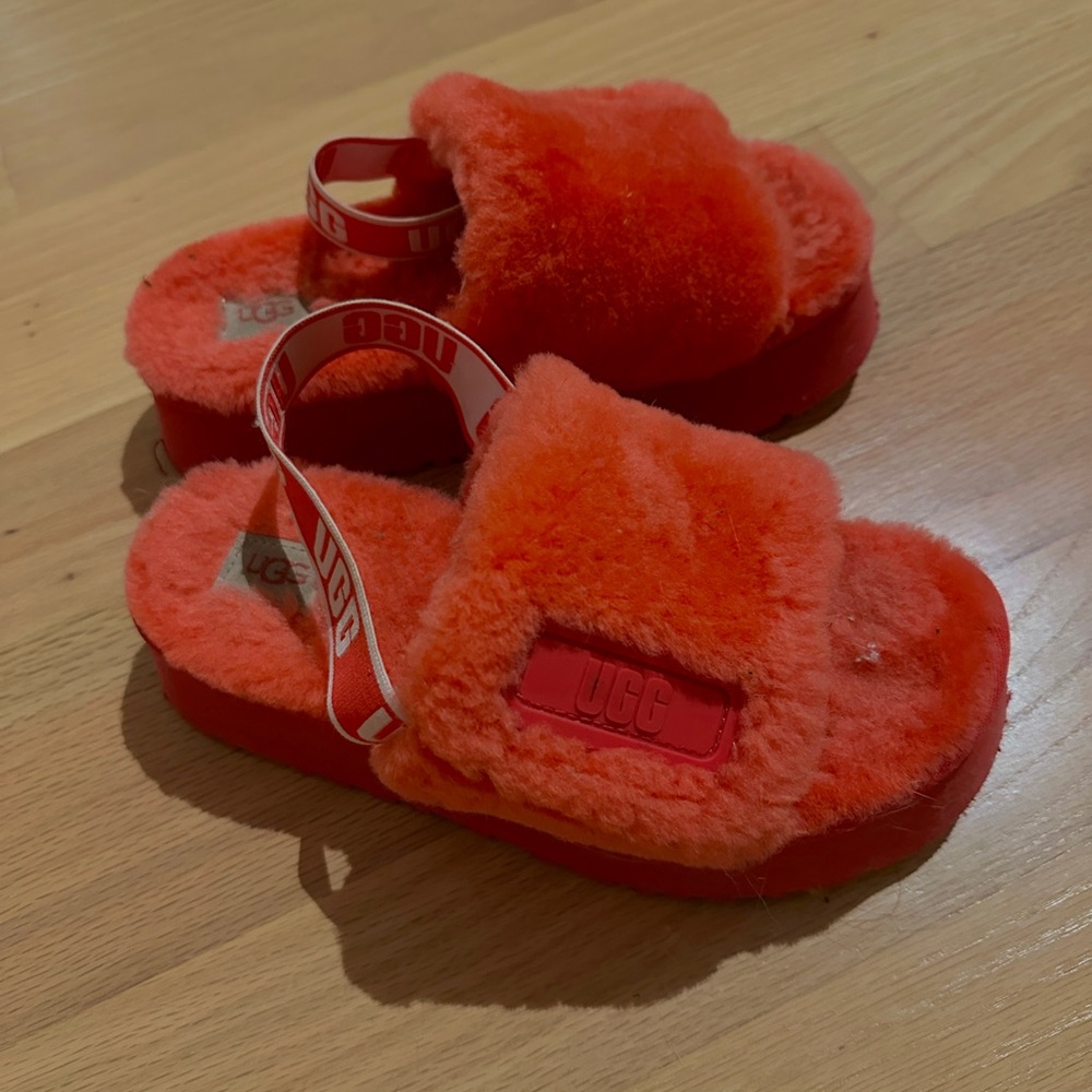 UGG Pink Fluffy Slide Sandals